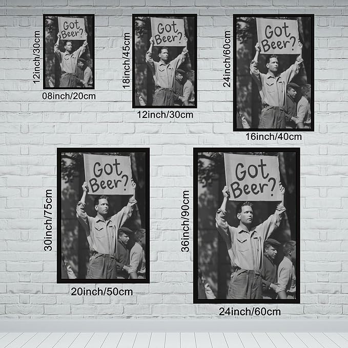 UXCBIA Black And White Beer Protest, Speakeasy, Retro Prohibition Poster Canvas Poster Bedroom Decor Sports Landscape Office Room Decor Gift Black Frame 20x30in(50x75cm) - Image 2