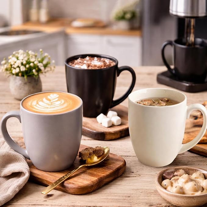 AmorArc 16 oz Coffee Mugs Set of 6, Large Ceramic Coffee Cups Set | Classic Coffee Mugs Set for Men,Women,Tea/Latte/Cappuccino/Cocoa. Dishwasher&Microwave Safe - Image 5