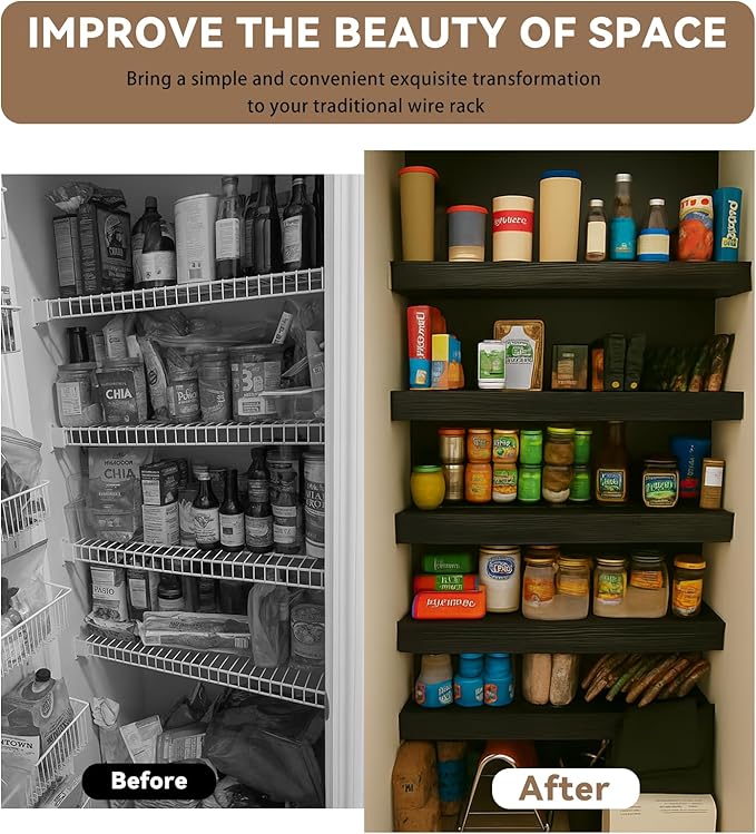5 Pack 33x12in Wire Shelf Cover for Pantry, Closet, Kitchen – Waterproof PVC Wood-Look Wire Rack Covers for Shelves, Multiple Sizes Available，No-Tool Installation - Image 6