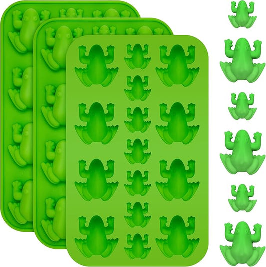 Tessco for you 3 Pieces Silicone Frog Chocolate Mold Halloween Candy Frog Shaped Passover Jelly Ice Tray Fun Gummy Animal Mold for Birthday Wizard Party Cake Decoration Kitchen Gift (Green)
