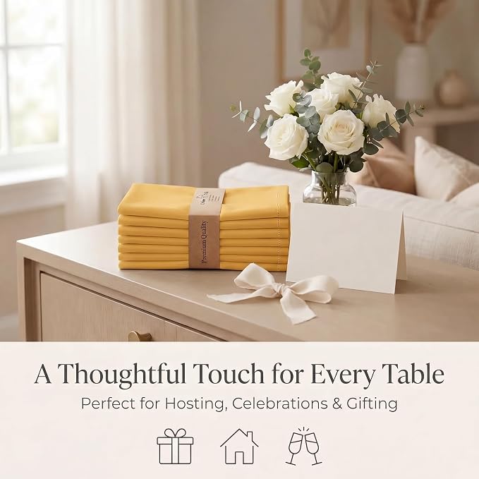 Urban Villa Cloth Napkins Cotton 20x20 (Set of 12) Mustard - Image 9