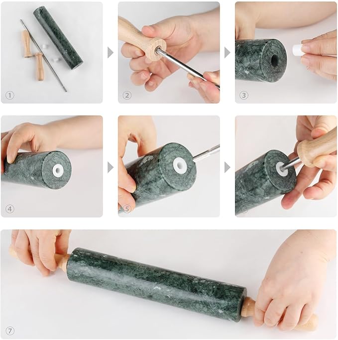Marble Rolling Pin, Non-Stick Stone Dough Roller, Rolling Pin for Baking,Pasta, Dumpling, Ravioli, Fondant,Pie Crust, Kitchen Baking Pastry Tools - Image 7