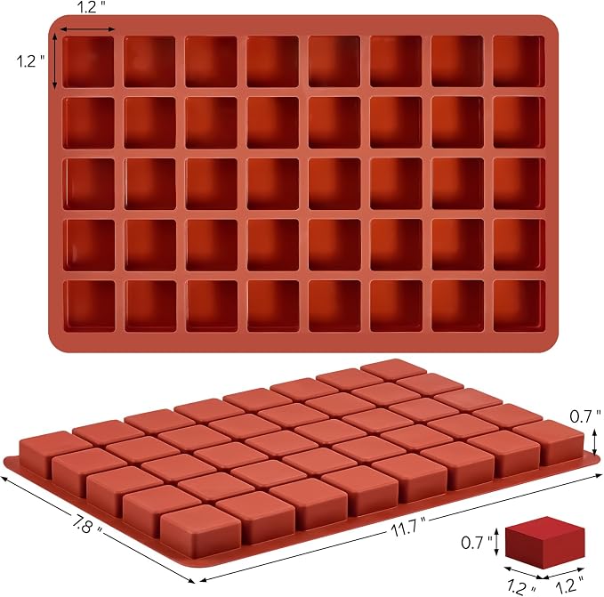 Puyeipt Mini Square Silicone Candy Molds, 2 Pack, 80 Cavities | Bite Size, Jello Molds, Mini Cube Molds for Caramel, Truffles, Ganache, Gummy, Chocolate, Ice Cube - Image 2