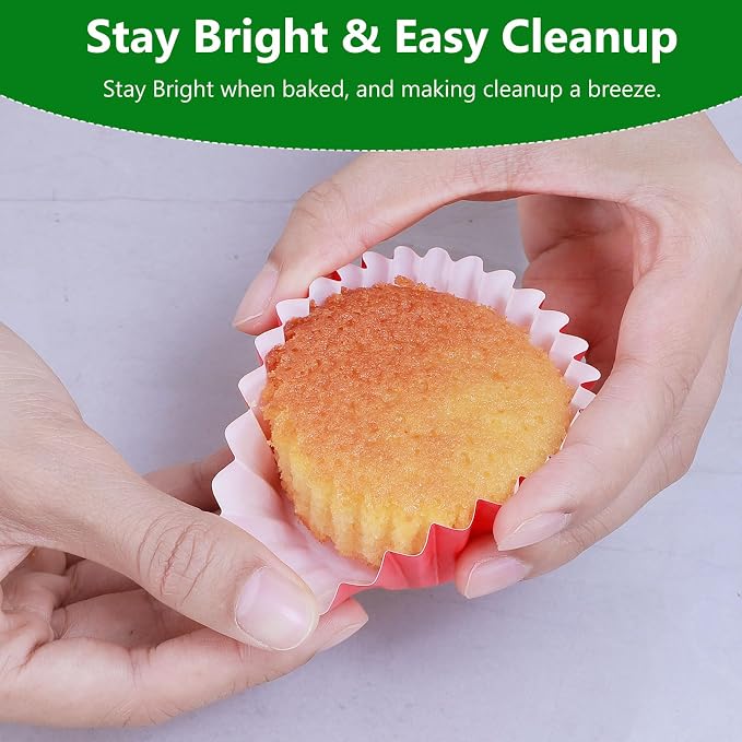 Caperci Heavy Duty Red Cupcake Liners 150 Counts - Standard Grease-Resistant Paper Muffin Baking Cups, Odorless, No Muffin Pan Needed, Easily Peels (Red) - Image 2