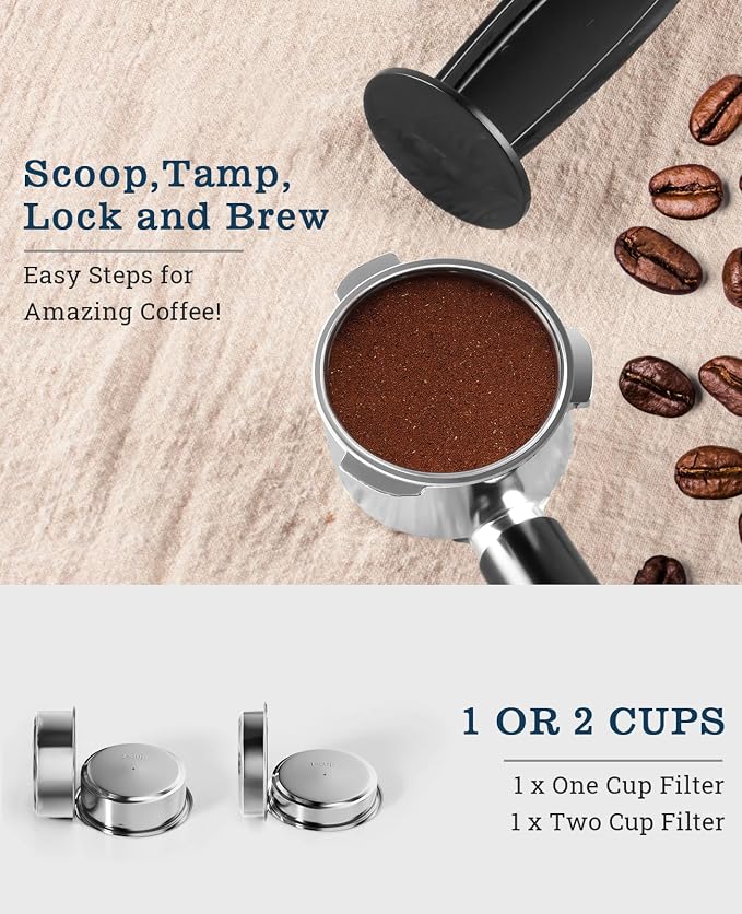 CUSIMAX Espresso Machine with Powerful Steam Wand for Latte & Cappuccino | 20Bar Compact Coffee Machine Stainless Steel Espresso Maker with 34oz Remevable Water Tank - Image 7