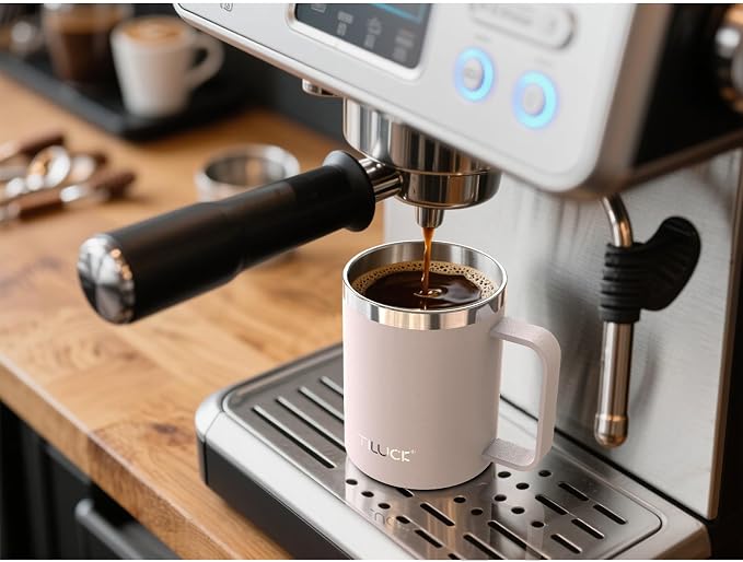 TILUCK 12 oz Insulated Coffee Mug with Lid and Handle | BPA-Free Lid, Double-Wall Vacuum Insulation, Stainless Steel Coffee Cup, Dishwasher Safe Mug for Hot & Cold Drinks,SakuraPink - Image 3