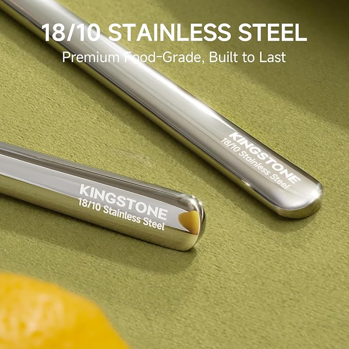 KINGSTONE 36-Piece Silverware Set with Steak Knives, Flatware Set for 6, 18/10 Stainless Steel Tableware Cutlery Set for Home Restaurant, Mirror Finish,Modern Design - Image 4