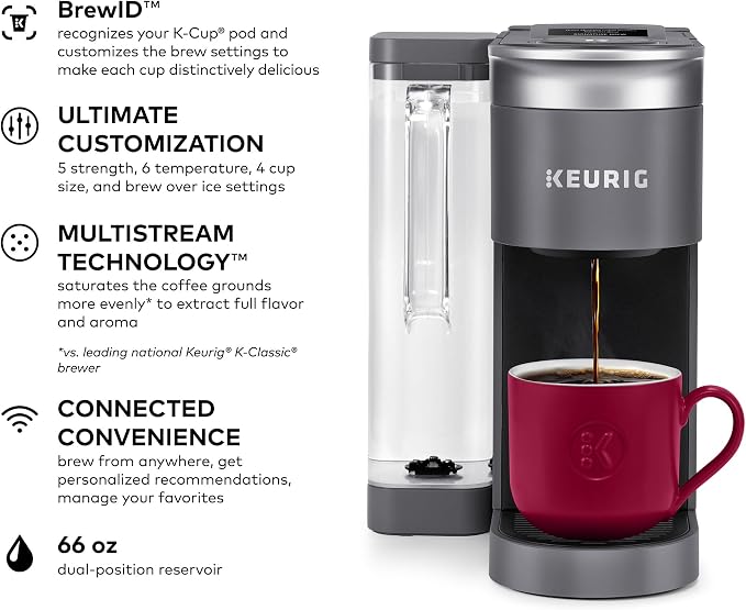 Keurig K-Supreme SMART Single Serve Coffee Maker With Wifi Compatibility, 4 Brew Sizes, And 66oz Removable Reservoir, Compatible with Alexa, Gray - Image 2