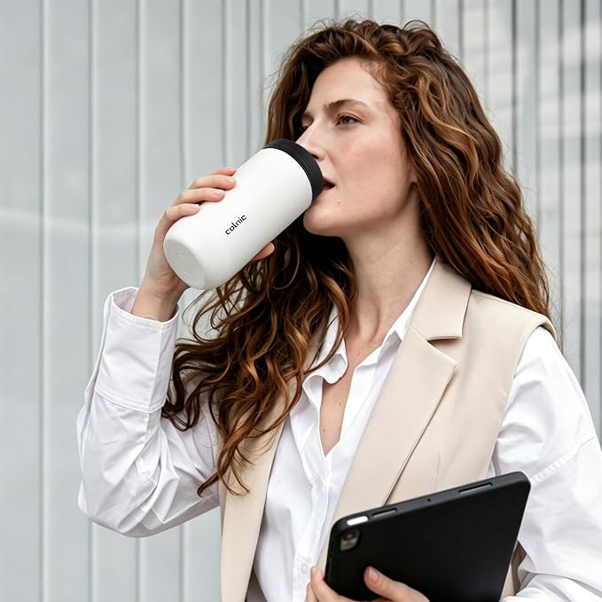 16 oz Travel Coffee Mug with Twist-Open Lid, Leak Proof Coffee Travel Mug, Insulated Tumbler Stainless Steel Coffee Cup For Hot And Iced Cold, Spill Proof Fits Cup Holder (White) - Image 7