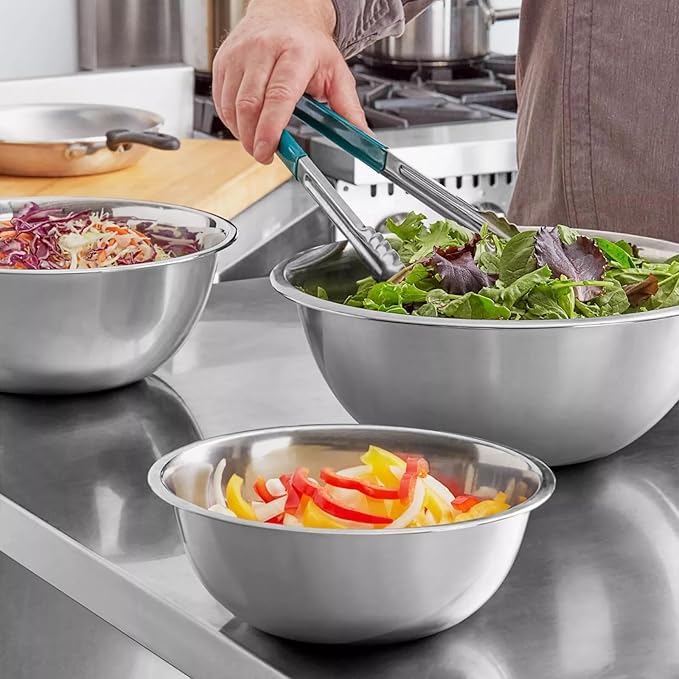 Stainless Steel 13 QT Mixing Bowl | Home & Commercial Quality | Flat Bottom | Cooking, Baking, Meal Prep [1PK]