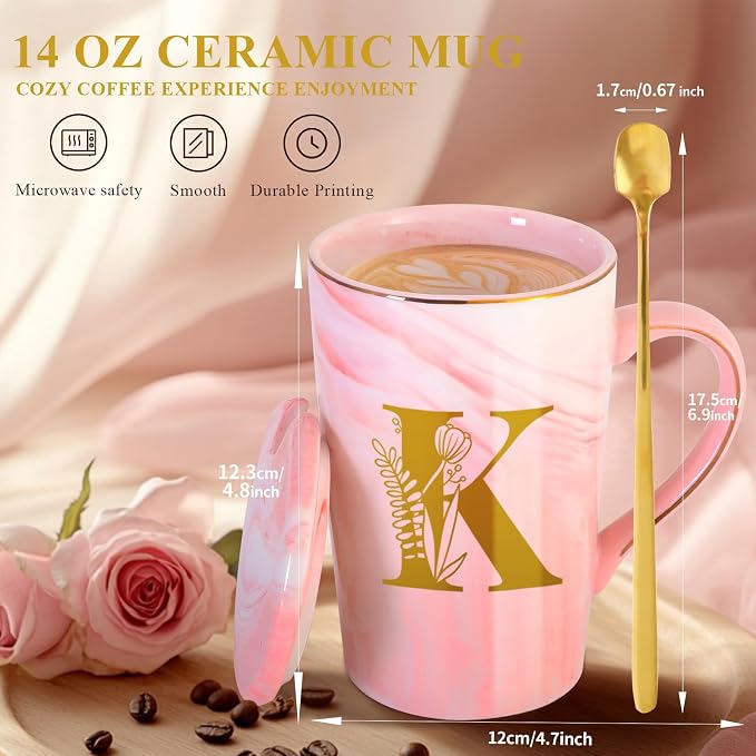 MNZZ Personalized Ceramic Coffee Mug with Lid Tea Cup Mother Day Best Mama Mom Ever from Daughter Son Gifts Christmas Xmas Valentines Birthday Groom Bride Mother In Law Personalized Special Present,K - Image 4