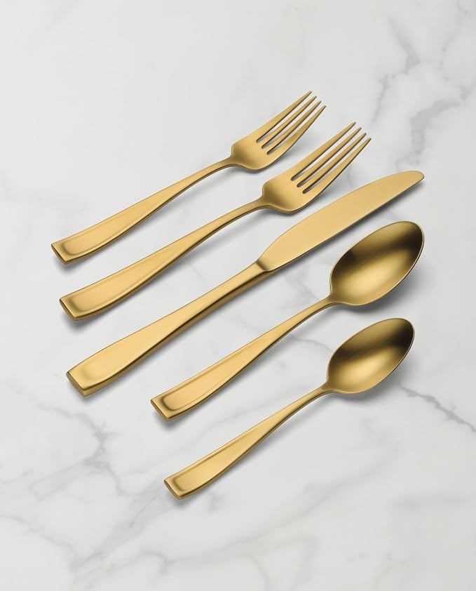 Oneida Moda Gold Satin 20-Piece 18/10 Silverware Set for 4, Flatware | satin finish, dishwasher safe | includes knives, forks, and spoons | heavy duty, cutlery set for kitchen and dining, utensils - Image 5