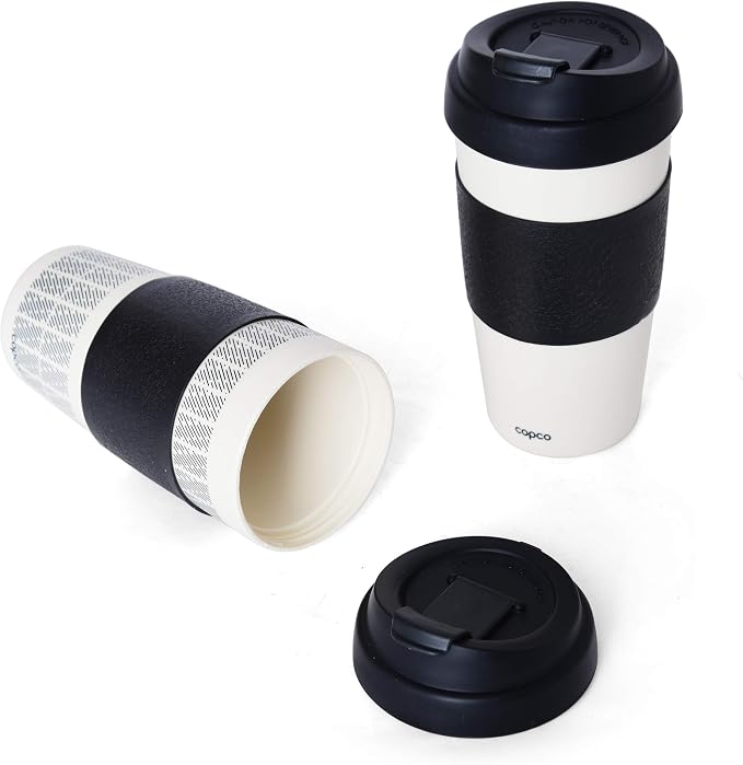Copco 5237160 Reusable, Insulated Double Wall Travel Mugs 16-ounce White/Black , 2 Count ( Pack of 1) - Image 2
