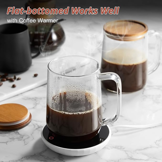 Glass Coffee Mugs, 20 oz Glass Coffee Cups with Acacia Wood Lids, Clear Borosilicate Glass Mugs with Handles for Cappuccino, Tea, Latte, Hot/Cold Beverages, Wine, Americano, Set of 2 - Image 5