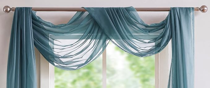 Warm Home Designs 55 x 216 Dusty Blue Sheer Window Scarf. AM D Blue 216" | Extra Long Window Scarves Valances are Great As Wedding Arch Draping Fabric, Bed Canopy Or for Decorative Project. by WarmHomeDesigns