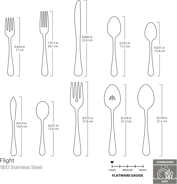 Oneida Flight 65-Piece 18/0 Silverware Set for 12, Flatware | mirror finish, dishwasher safe | includes serving spoons and utensil set | cutlery set, wedding silverware - Image 2