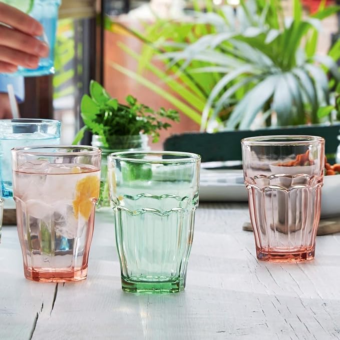 Bormioli Rocco Rock Bar 12.5 oz. Long Drink Stackable Tempered Beverage Glasses for Cold Drinks, Water, and Cocktails, Set of 6, Mint Green - Image 9