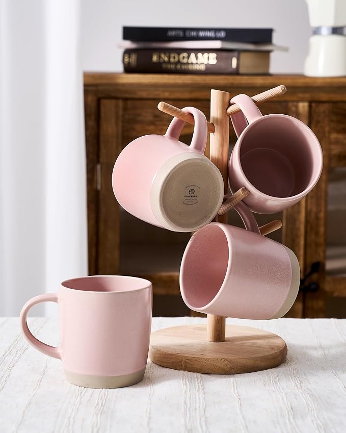 famiware Coffee Mugs Set of 8, Milkyway 13 oz Mug Set, Ceramic Cup Set with Handle for Coffee, Tea, Cocoa, Milk, Light Pink - Image 7