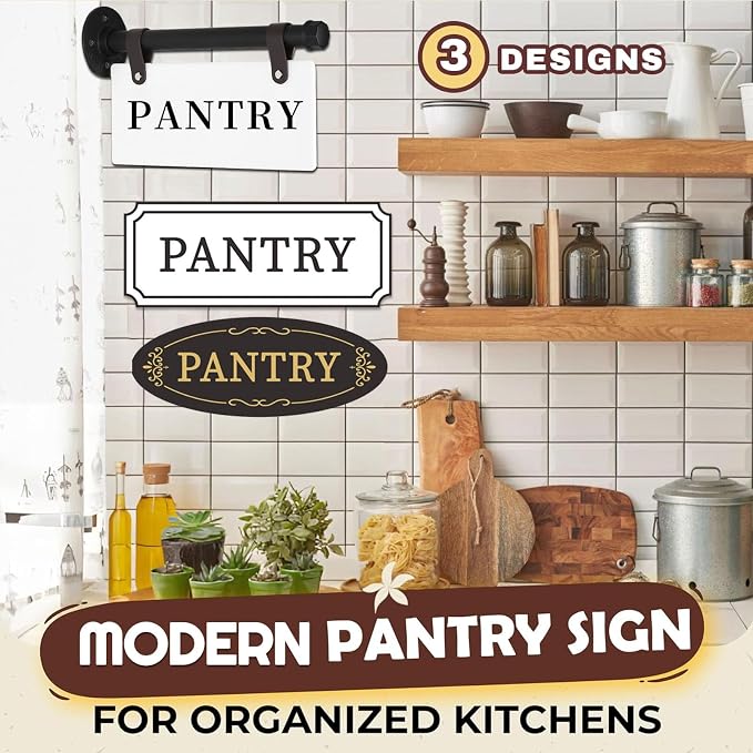 Metal Hanging Pantry Sign for Door 11"x 6" Wall Mounted Pantry Sisn with Brackets Double-Sided Pantry Farmhouse Rustic Wall Decor for Office Kitchen Farmhouse Restaurant Coffee Shop Store Hotel School Bar - Image 3