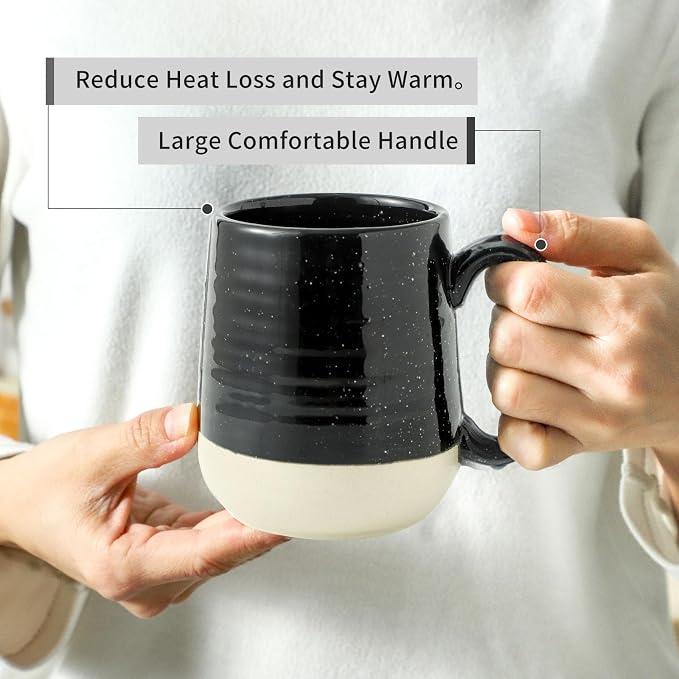 Hasense Coffee Mugs Ceramic, 15 oz Large Coffee Cups with Handle for Home and Office, Latte Mugs Set for Coffee, Tea, Hot Cocoa, Mocha, Black Coffee Cup Gift for Dad Mom, Dishwasher Microwave Safe - Image 5