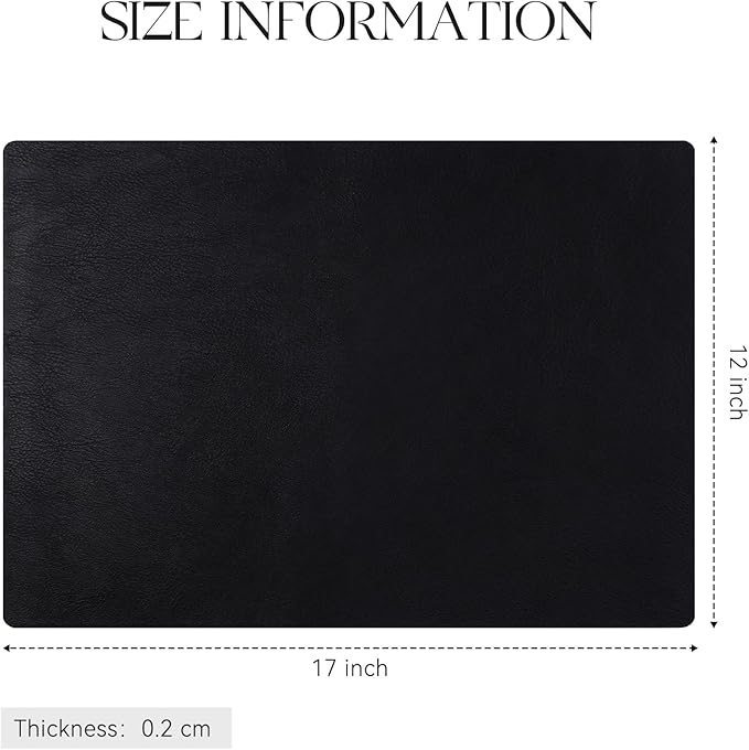 MOSAYT Vinyl Placemats Set of 12-12 X 17 Inch - Faux Leather 100% Waterproof Oil-Proof Wipeable PU Place Mats, Heat Resistant Reversible Table Mats for Kitchen, Dining, Outdoor, Black - Image 7