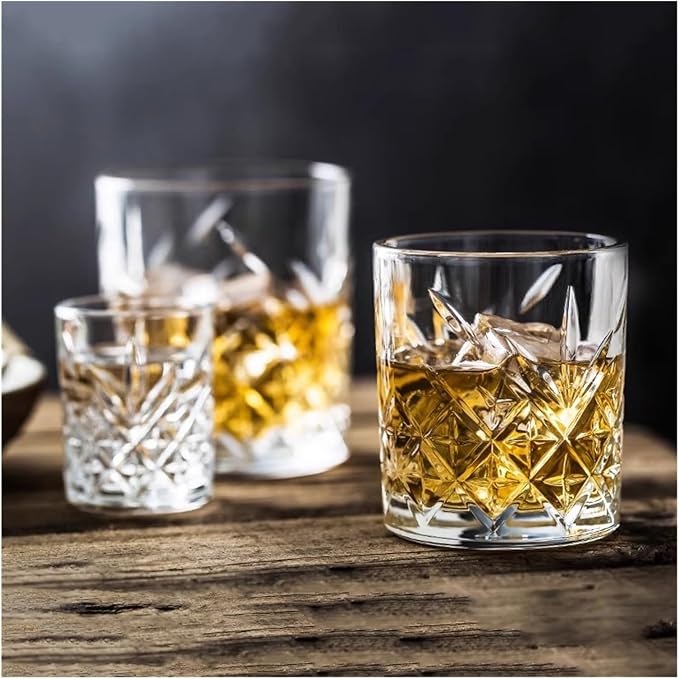 Glass Cups Transparent Embossed Glass Cups, 5 Sizes Stemless Glassware(Small) - Image 6