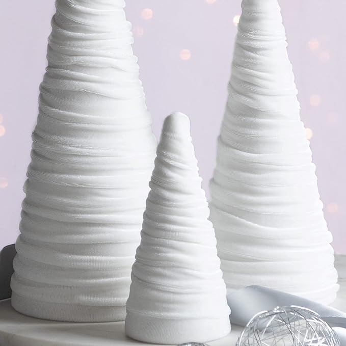 Your Heart's Content Light Ivory Velvet Trees Set of 3, Classic Valentine Tree Tabletop, Winter White Wedding Centerpiece, Elegant Tablescape, Cozy Mantel Accent (Light Ivory) - Image 3