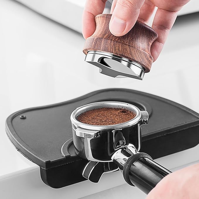 Coffee Tamper 58mm with Wooden Handle, Beautiful Espresso Hand Tampers for Premium Barista, Coffee Lovers, Handmade Coffee Shop
