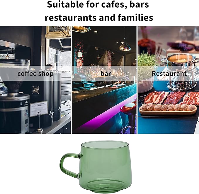 2PCS Glass Coffee Mugs, 350ml Clear Glass Mug with Handle Heat Resistant Tea Mugs High Borosilicate Glass Mug for Tea Beverages (Green)