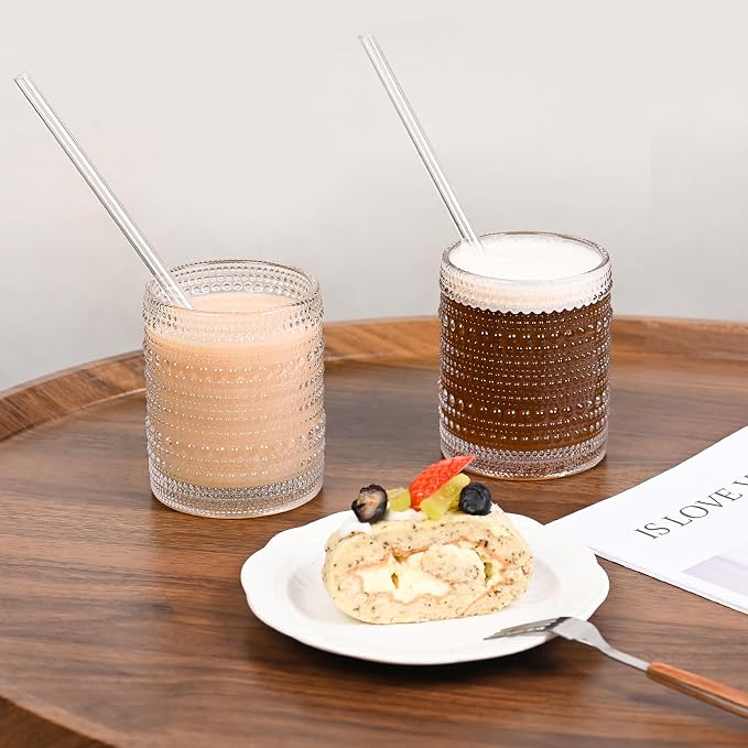Amyoole Hobnail Drinking Glasses Set of 6,12oz Bar Tumbler Glassware | Clear, Vintage Glassware Embossed Water Tumbler, Cocktail Glass and Kitchen Glass Cups, For Beer, Whiskey, Juice, Milk - Image 5