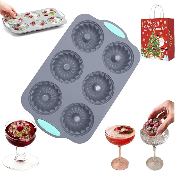 Wreath Ice Mold, 2026 New Christmas Wreath Ice Mold, 6 Hole Silicone DIY Mold, Flexible Silicone Mold for Wreath Ice Cubes, Donuts, Soap & Chocolate, Easy Release (Type-A)
