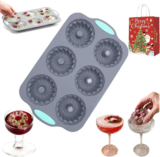 Wreath Ice Mold, 2026 New Christmas Wreath Ice Mold, 6 Hole Silicone DIY Mold, Flexible Silicone Mold for Wreath Ice Cubes, Donuts, Soap & Chocolate, Easy Release (Type-A)