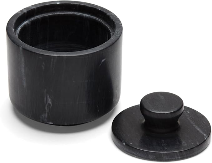 Fox Run Marble Salt Cellar, Black 3 x 3 x 3 inches | Store Herbs, Spices Jewlery & More | Beautiful Black Marble Salt Holder With Lid | Adds to the Look of Any Kitchen - Image 2