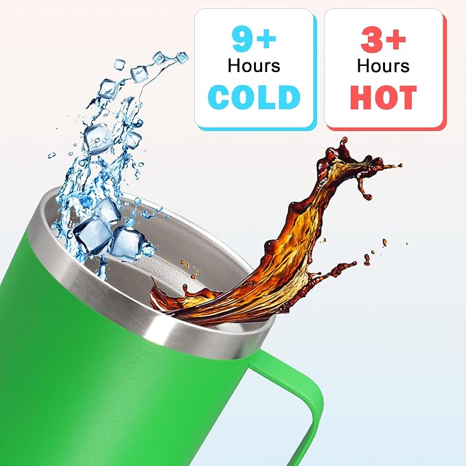 20 oz Tumbler with Handle and Lid Insulated Travel Coffee Mug Mix 12P | Stainless Steel Tumbler, coffee tumbler with handle,Spill Proof Double Wall Vacuum Tumbler Cup Keep Drink Hot & Cold - Image 4