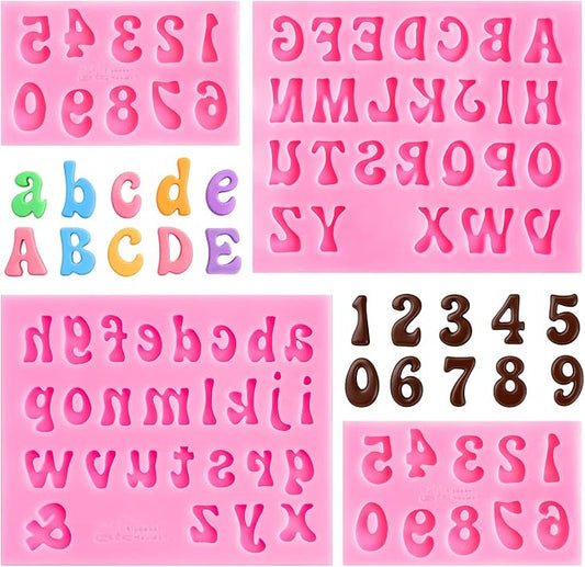 HKMTT Letter Molds Silicone for Chocolate Fondant Clay, Mini Size for Uppercase lowercase Alphabet Number Decorating Birthday Cake Strawberries Cake Pop Decorating Moulds BPA Free by HKNMTT