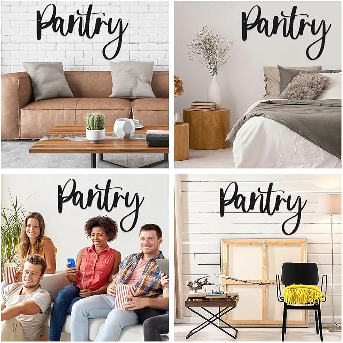 Pantry Black Metal Iron Wall Decoration Home Decor Signs for Hallway Living Room - Funny Metal Word Art - Image 7