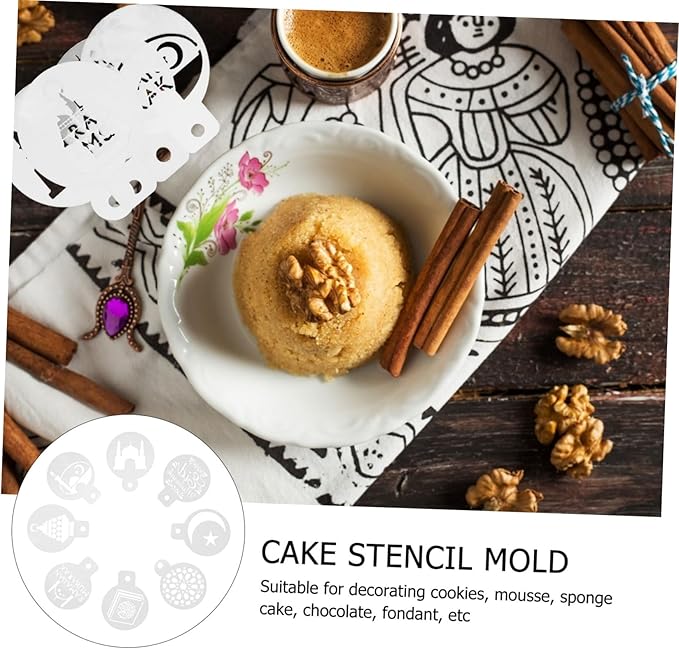 16Pcs Muslim Festival Cake Stencil Molds Baking Templates for Latte Art and Cake Decorating Lightweight Compact Design Smooth Surface Easy to Use and Clean