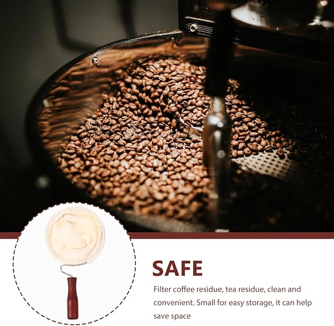 BESPORTBLE Reusable Cotton Coffee Filter Bag Large Mesh Multi-use Coffee Strainer Pouch for Tea and Milk Tea Brewing Washable and Portable with Red Handle for Home and Travel