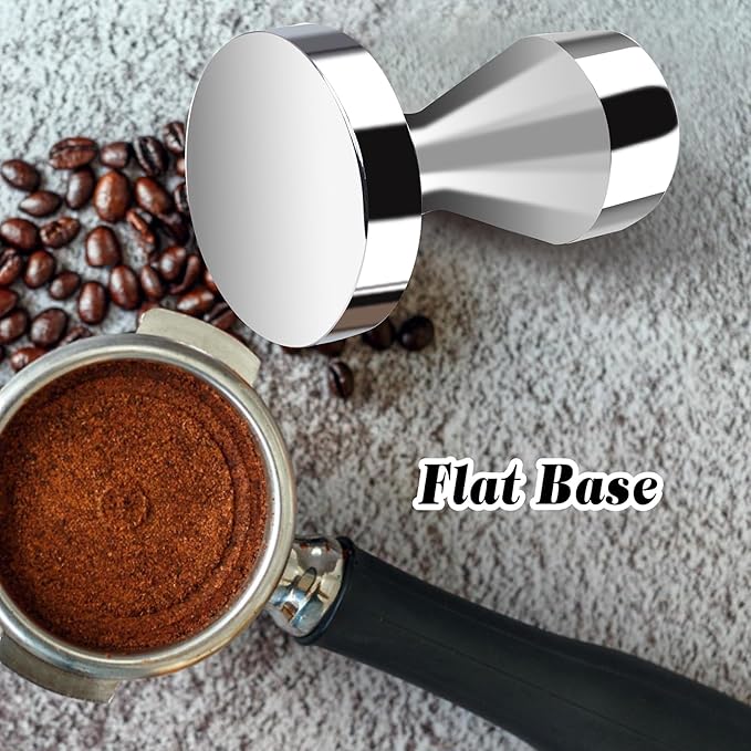 Huogary Stainless steel Coffee Tamper, 51mm Espresso Tamper, 51mm Tamper with Stainless Steel Handle, Coffee Powder Espresso Accessories (Silver) (Silver)