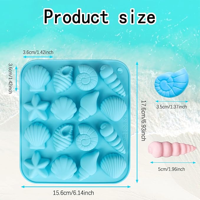 3Pcs Seashell Chocolate Silicone Molds, Ocean Themed Cake Baking Molds for Chocolate Candy Fondant Cupcake Cookie Dessert DIY Cake Decoration Suppies