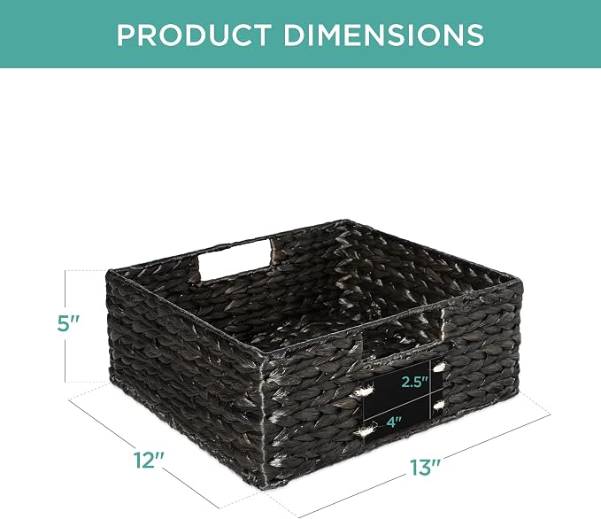 Best Choice Products Set of 4 13x12in Water Hyacinth Pantry Baskets, Woven Organizers w/Chalkboard Label, Chalk Marker - Black - Image 7