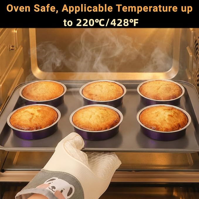 Beasea Mini Ramekins with Lids, 100 Pack 7.3oz Disposable Aluminum Tart Pie Baking Tins Pans, 4 Inch Small Individual Cheesecake Tart Containers Oven Baking Dishes for Party - Violet Purple - Image 5