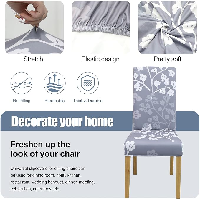 Dining Chair Covers, Stretch Seat Covers, Washable Furniture Protector | Washable, Stretch Fit, Soft, Non Slip, Dining Chair Covers, Seat Protector, Furniture Protector - Image 3