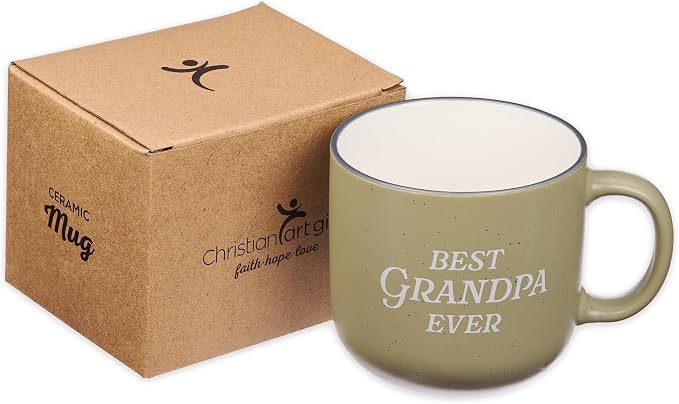 Christian Art Gifts Large Ceramic Coffee & Tea Mug for Grandfathers: Best Grandpa Ever Encouraging Bible Verse for Men, Microwave & Dishwasher Safe, Non-toxic Sturdy Cup, Sage Green & White, 14 oz. - Image 7
