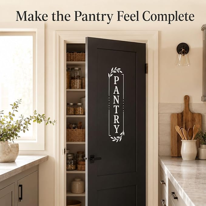 Pantry Door Lettering Vinyl Decal: White 7 x 26 Inch Vertical Design | Tall PANTRY Lettering Adds A Distinct Farmhouse Accent To Smooth Dark-Colored Doors - Image 3