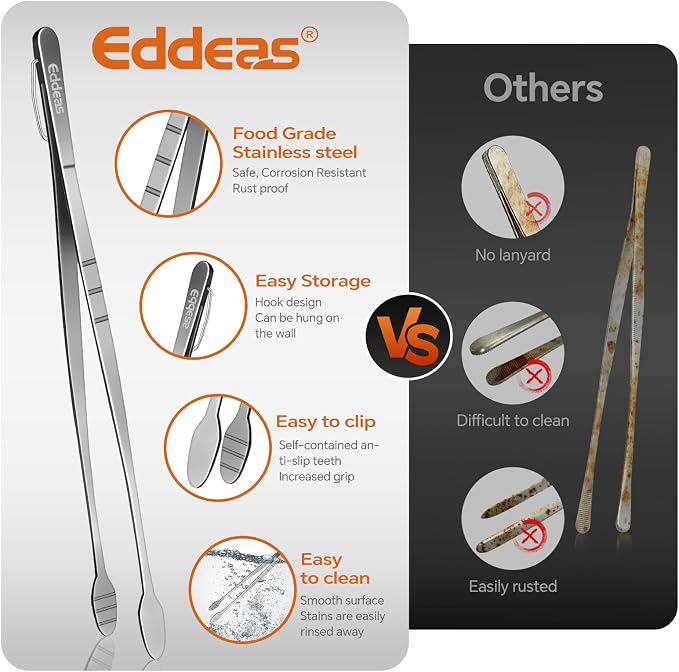 kitchen tweezers for cooking tweezers stainless steel tongs 12"10"8" | Heat Resistant 600 Degrees Heavy Duty Metal Tweezers Tongs Ideal for Meat, pasta, plating Dishwasher Safe - Image 3