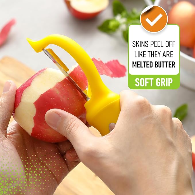 Spring Chef Swivel Potato Peeler for Kitchen with Soft Grip Handle, Yellow | Premium Vegetable Peeler w/ Sharp Stainless Steel Blades, Multifunctional Food Peeler for Apple, Carrot, Cucumber, Fruit - Image 4
