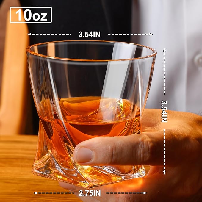 PARACITY Whiskey Glasses Set of 2, Old Fashioned Cocktail Glass, 10 OZ Whiskey Glasses, Bourbon Glasses, Rocks Glasses for Scotch, Liquor Vodka, Bourbon, Whiskey Gifts for Men, Husband, Boyfriend | Old fashioned glassware has a 3.54 in wide profile for... - Image 4