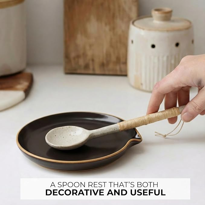 Beautiful Ceramic Spoon Rest for Stove Top - Perfectly Sized Spoon Holder for Your Kitchen Countertop - Easy to Clean and Dishwasher Safe, Perfect Addition to Any Kitchen Counter for Everyday Cooking - Image 5