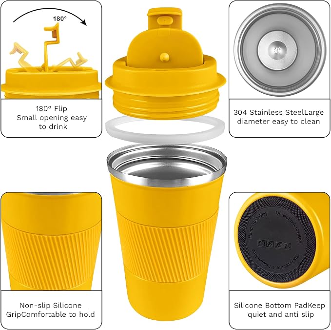 Insulated Travel Coffee Mug, Stainless Steel Coffee Cup with Leakproof Lid | Double-wall insulation keeps drinks hot or cold for hours, with a leakproof lid and portable stainless steel design - Image 2